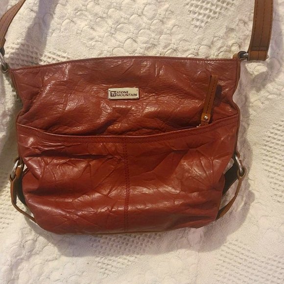 2 Tone Brown Leather Shoulder bag by Stone Mountain - Picture 1 of 8